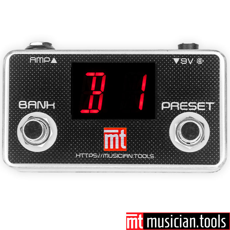 Boss Katana MK1, MK2, Gen3 & Artist Footswitch 2 Bank & 2 Channel With Preset Display with TRS cable